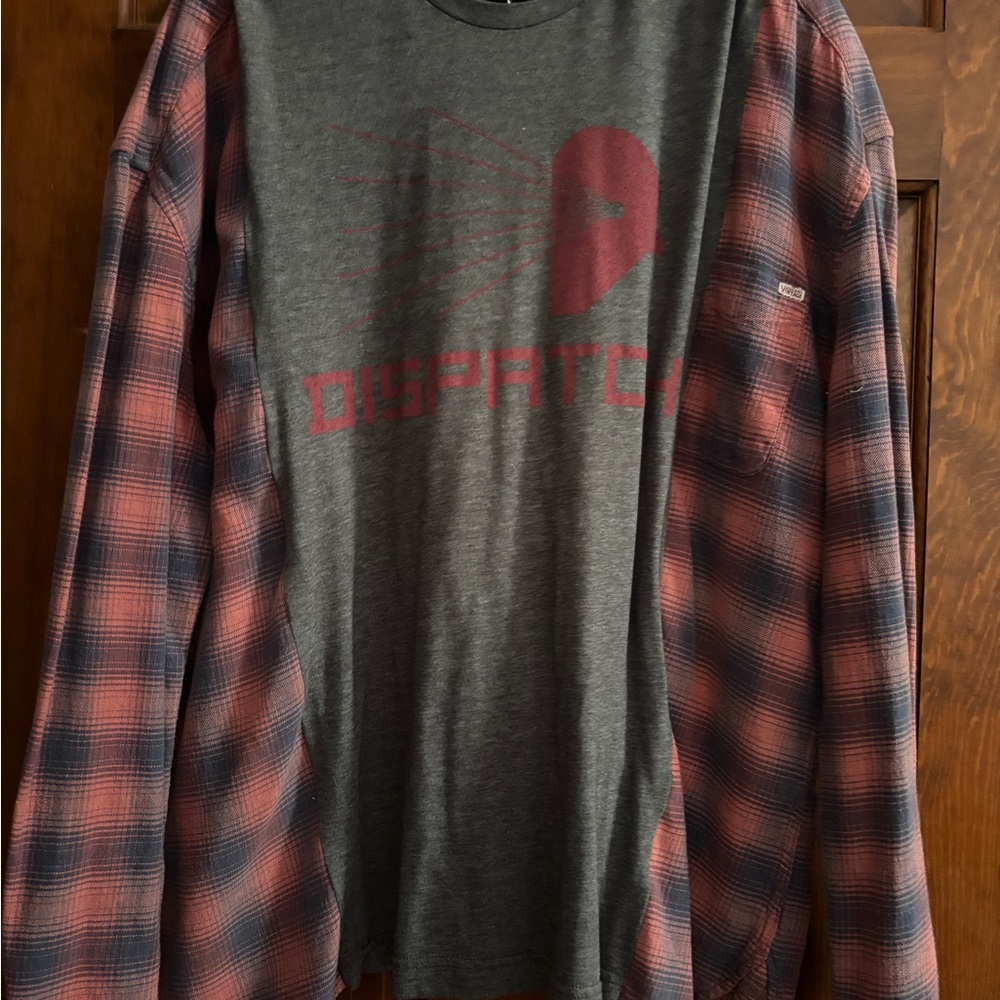 Upcycled Gray and Red Graphic Men's Shirt